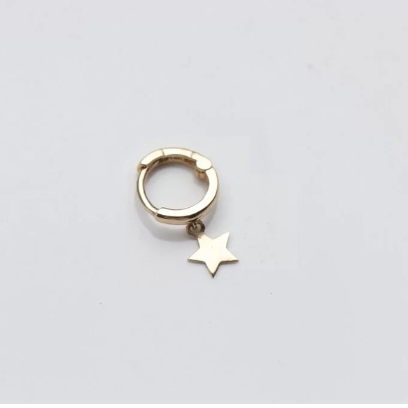 14K Star Lock Earring 星星垂墜耳扣耳環(單個)