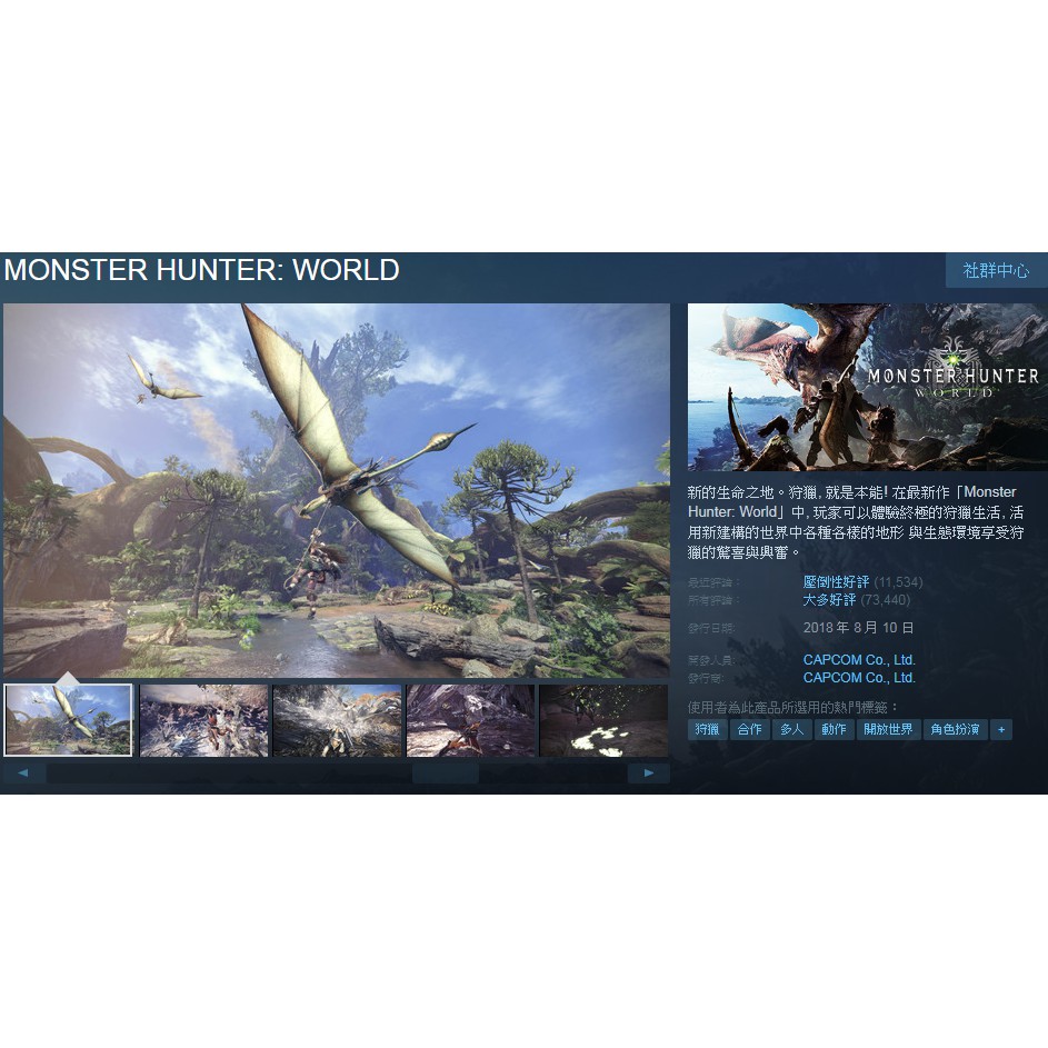 PC STEAM 官方序號 MONSTER HUNTER: WORLD 魔物獵人：世界 標準版 動作遊戲 免帳密 更安全