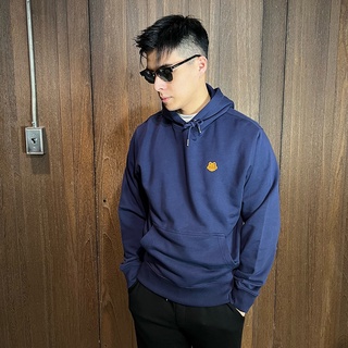 美國百分百【全新真品】KENZO 高田賢三 帽T 長袖連帽T恤 上衣 小logo 刺繡虎頭 深藍 BO40