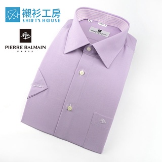 皮爾帕門pb紫色細條領座配布涼感速乾機能短袖襯衫67041-08-襯衫工房