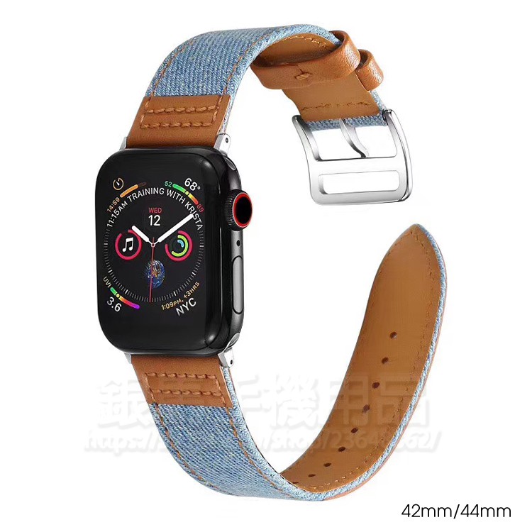 【牛仔錶帶】42mm/44mm Apple Watch Series 1~6 智慧手錶錶帶經典扣式錶環替換式有附連接器