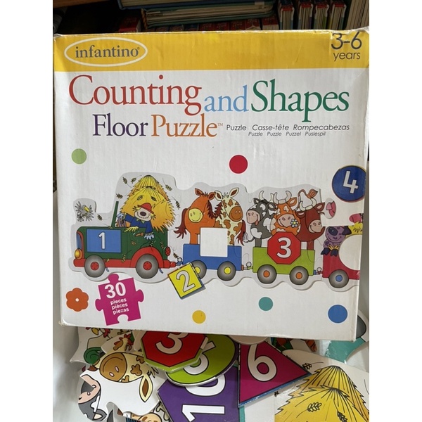 infantino counting and shapes floor puzzle農場動物地板拼圖