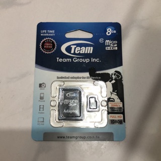Team 十銓科技 Micro SDHC 8GB Class10 高速記憶卡(附轉卡)