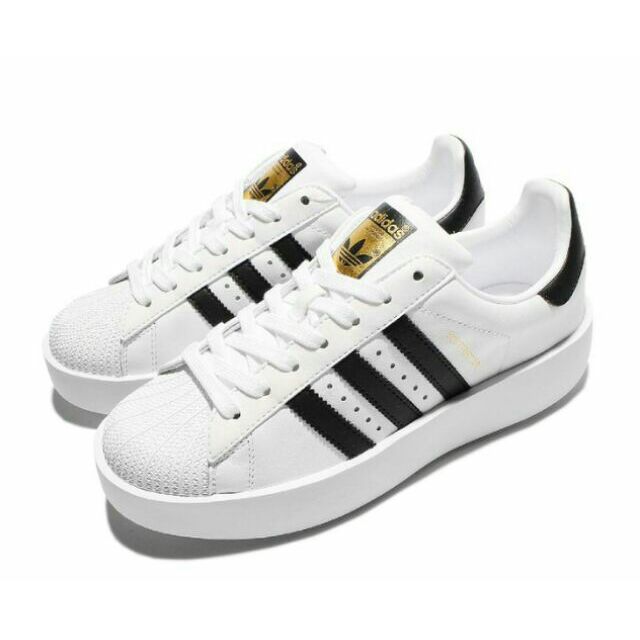 Adidas 休閒鞋 Superstar Bold W 女鞋 愛迪達 增高鞋 厚底 鬆糕鞋 金標 白 黑 BA7666