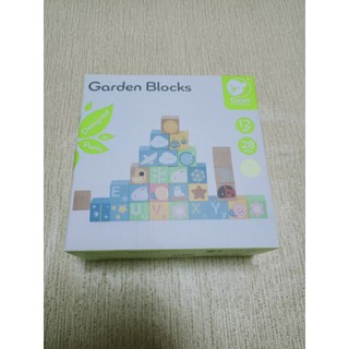 德國 Classic World 花園積木 Garden Blocks 巧連智 全新 木製積木28個 含26個英文字母