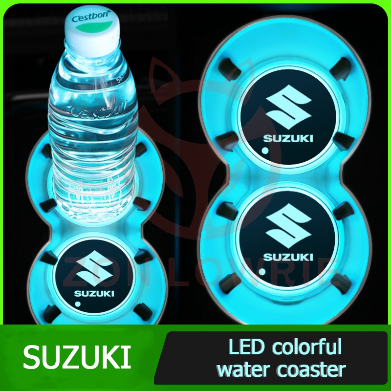 SUZUKI 1pcs 鈴木 Vitara Swift XL7 汽車配件的夜光 USB 墊汽車防滑杯墊 LED 墊