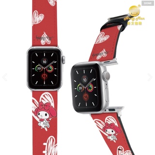 【Hong Man】三麗鷗 Apple Watch 皮革錶帶 美樂蒂 紅色愛心