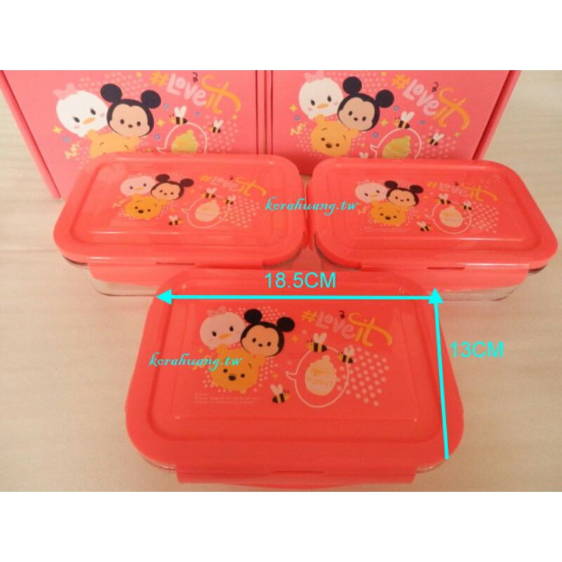 正版 迪士尼 玻璃 2格 保鮮盒 便當盒 蜜桃粉 適用微波 烤箱 電鍋