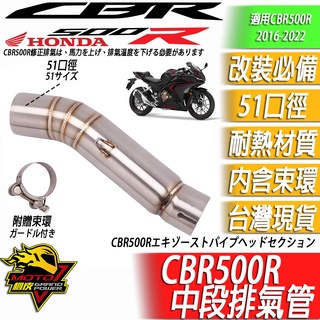 cbr500r 排氣管 中段排氣管 中段 轉接 改裝排氣管 honda 本田 2016-2024 51口徑 moto橘皮