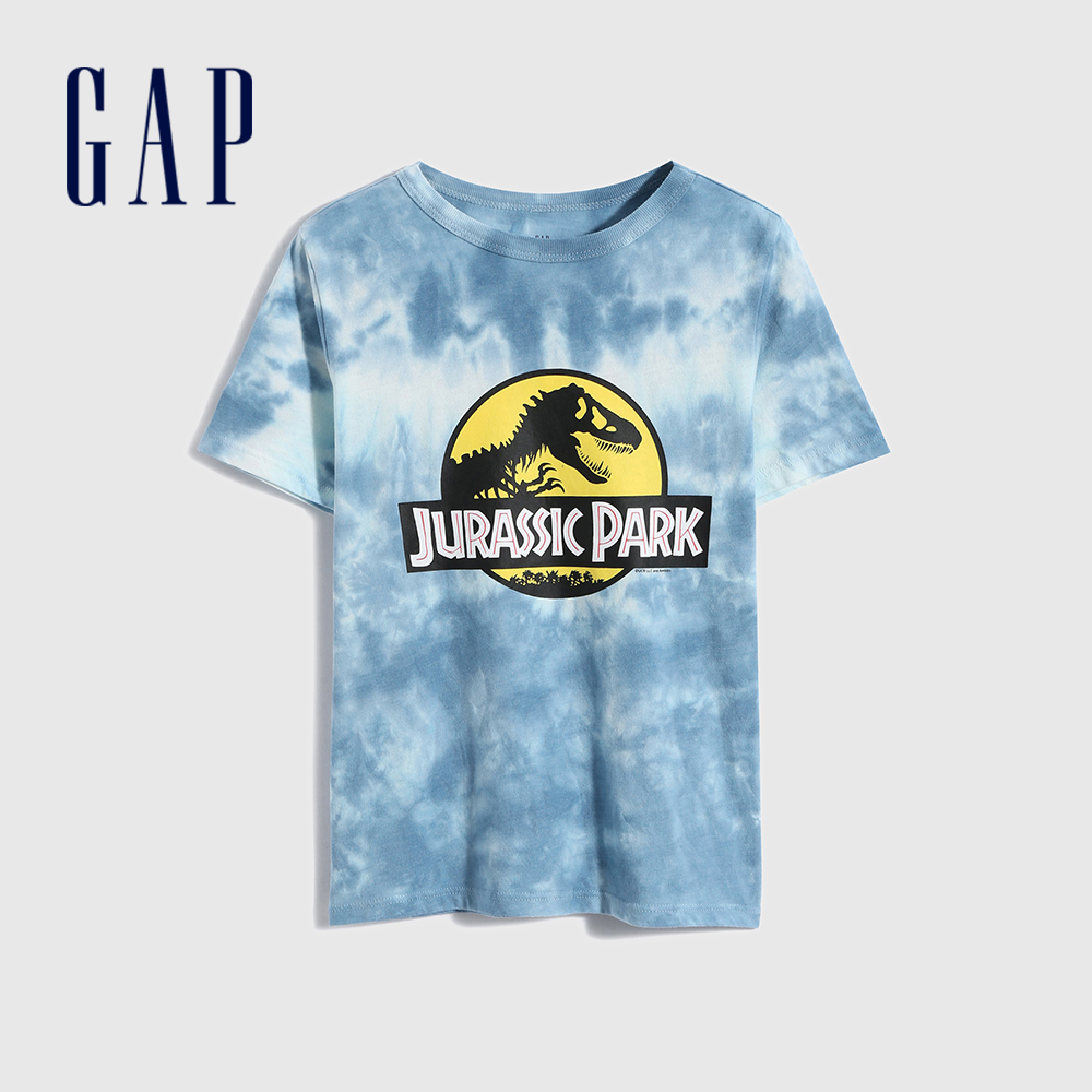Gap 男童裝 Gap x 侏羅紀公園聯名 印花短袖T恤-藍色紮染(689921)