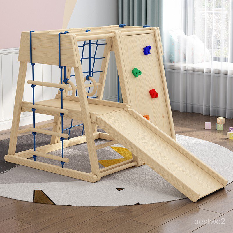 【Na-Ting】兒童攀爬架室內傢用實木寶寶滑滑梯鞦韆組閤攀爬墻帶帳篷傢庭樂園