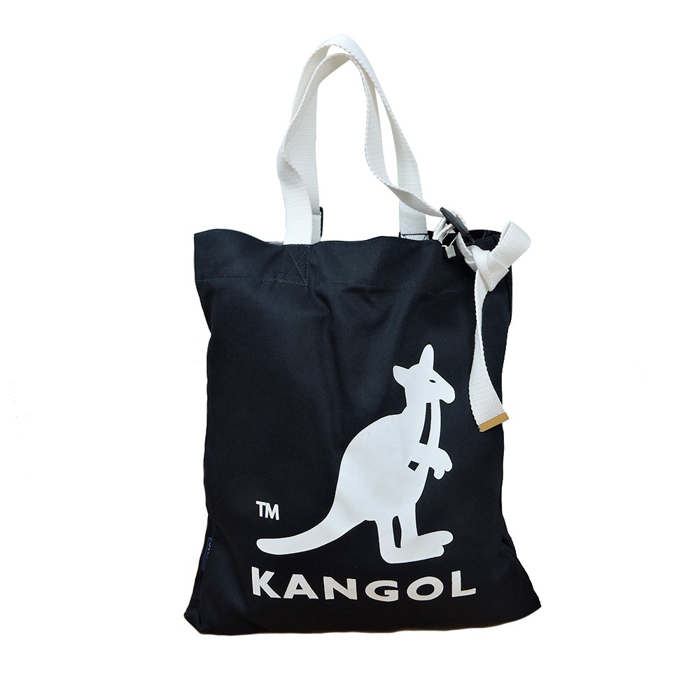 KANGOL袋鼠深藍色帆布肩背托特包-NO.6025300880