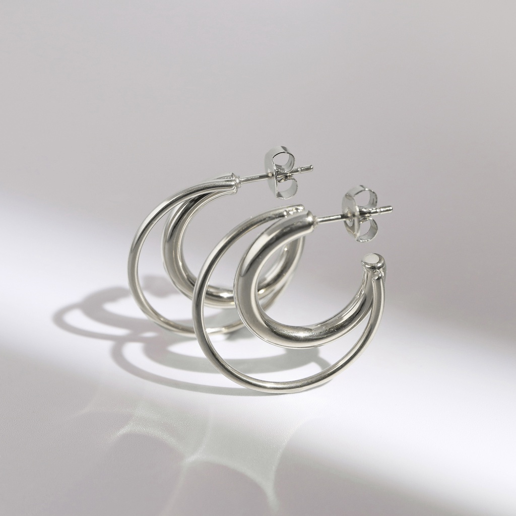 【MIESTILO】雙層設計 圈圈耳環｜雙圈設計 C字耳環