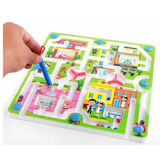 現貨《兒童玩具】城市交通 停車場迷宮玩具 ♥ 磁性 運筆 走珠 益智早教 ♥ 親子互動 飛行棋 遊戲 迷宮 玩具