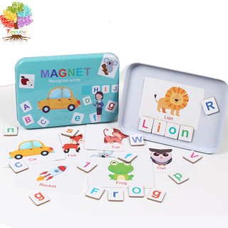 【樹年】蒙氏木製磁性鐵盒英文字母拼單詞遊戲桌遊寶寶早教親子兒童益智玩具