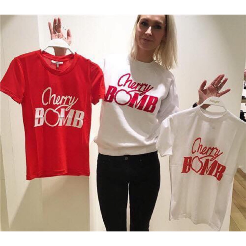 Ganni Cherry Bomb Tee 樱桃字母短袖T恤| 蝦皮購物