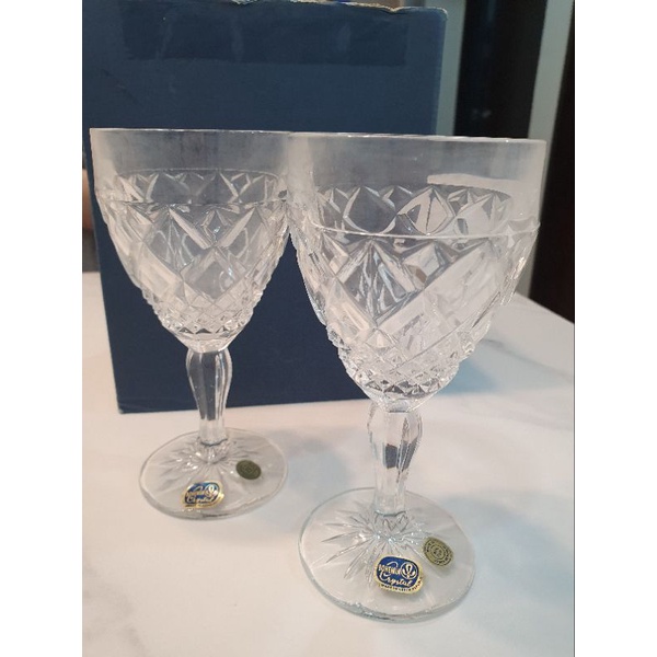 捷克BOHEMIA玻璃雕花酒杯 進口水晶玻璃 紅酒杯 白葡萄酒杯 高腳杯家 一對2個