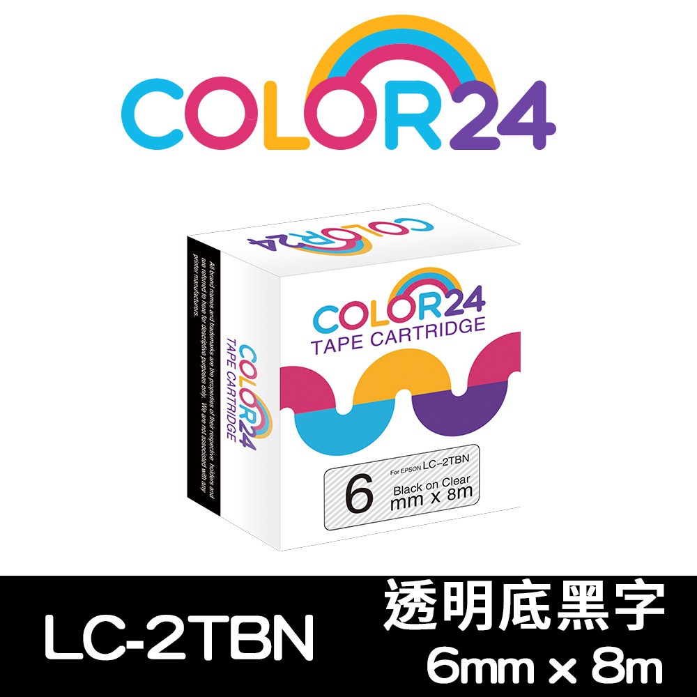 COLOR24 EPSON 黑字 透明底 相容 副廠 貼紙 標籤帶 標籤貼 6mm LW-K400 LW-200KT