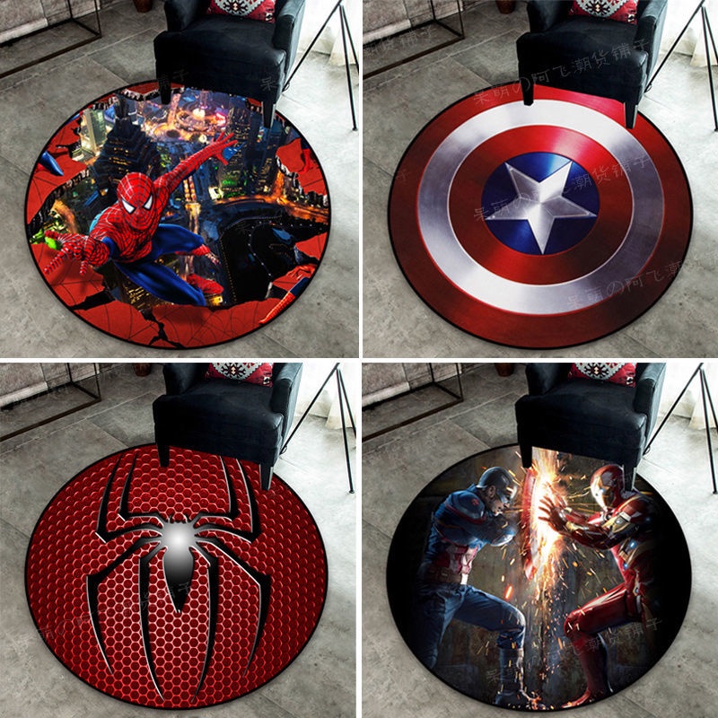 【地毯】地墊復仇者聯盟地毯蜘蛛人鋼鐵俠美國隊長地墊漫威圓形臥室椅子電腦椅