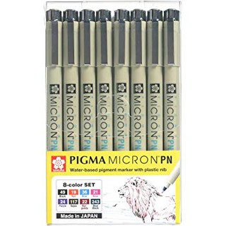 日本 櫻花 SAKURA PIGMA PN/0.1/0.5 筆格邁 彩色 代針筆 防水性 8色入組