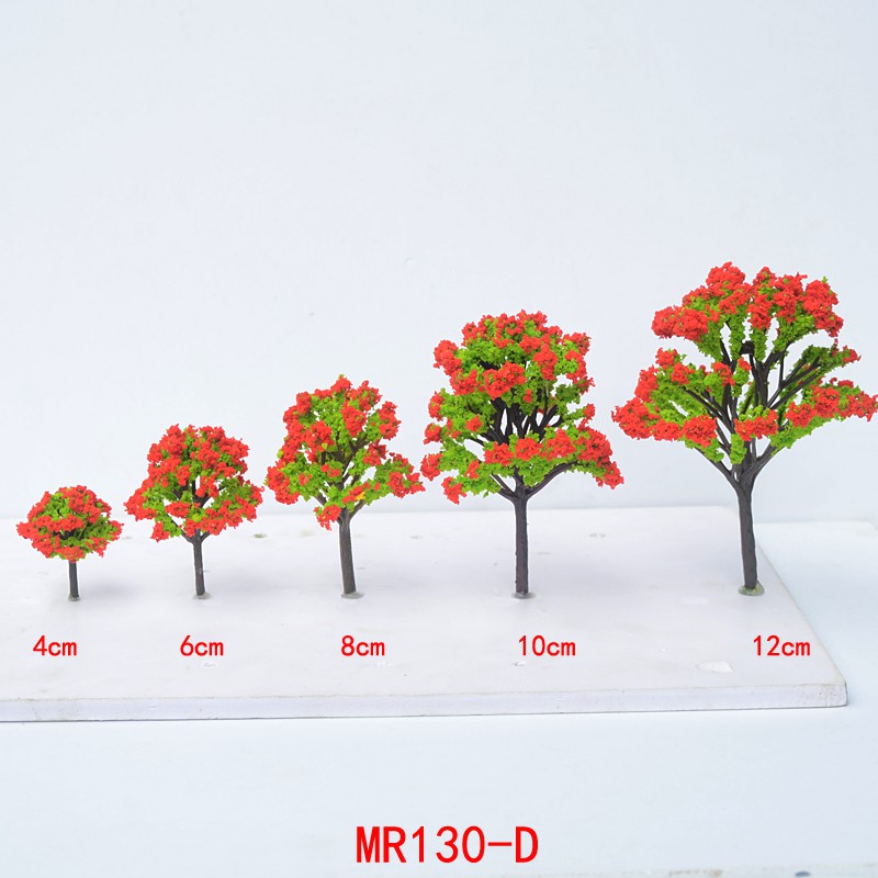 *喜鵲王國* 名人DIY手工沙盤模型材料 塑膠小樹 桃木花樹模型 沙盤裝飾桃花樹紅色
