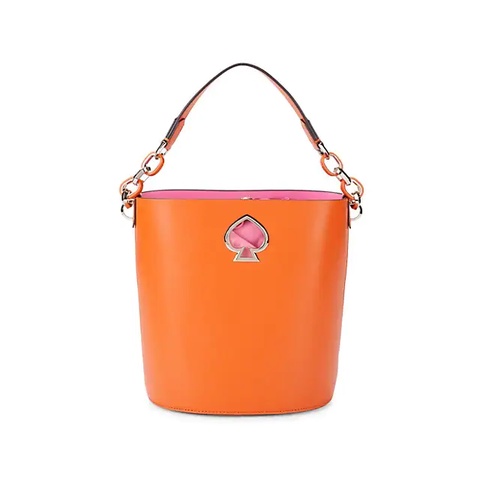 降價 近全新 Kate spade 小號皮革水桶包 suzy leather bucket bag ORANGE橘色愛心