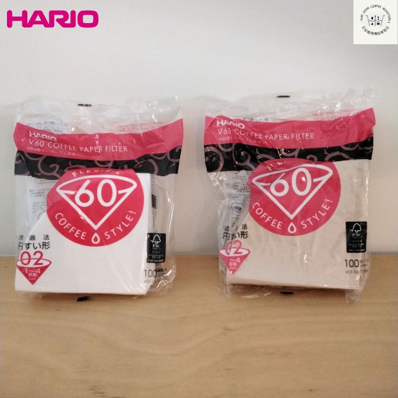 [KAPI DOW COFFEE] HARIO V60 01/02 錐形濾紙 100/110張入(白色/原色可選擇)