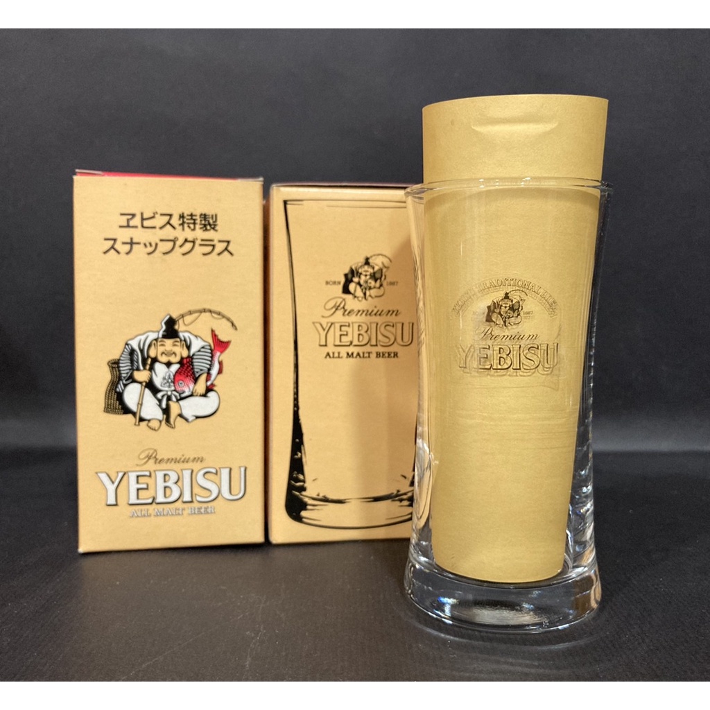 限定 日本惠比壽 YEBISU 特製(貼紙版本) 盒裝收藏版 啤酒杯/水杯