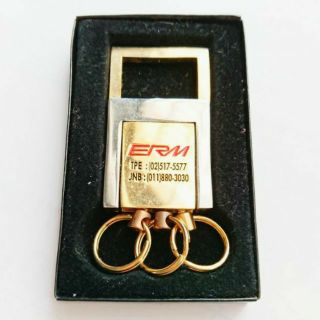 ERM k金色方塊型三環鑰匙圈全新古董