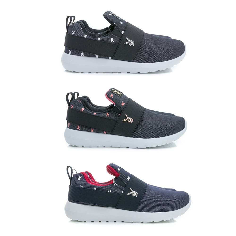 PLAYBOY 美式活力 懶人休閒鞋-黑白/黑粉/藍 (Y8615)