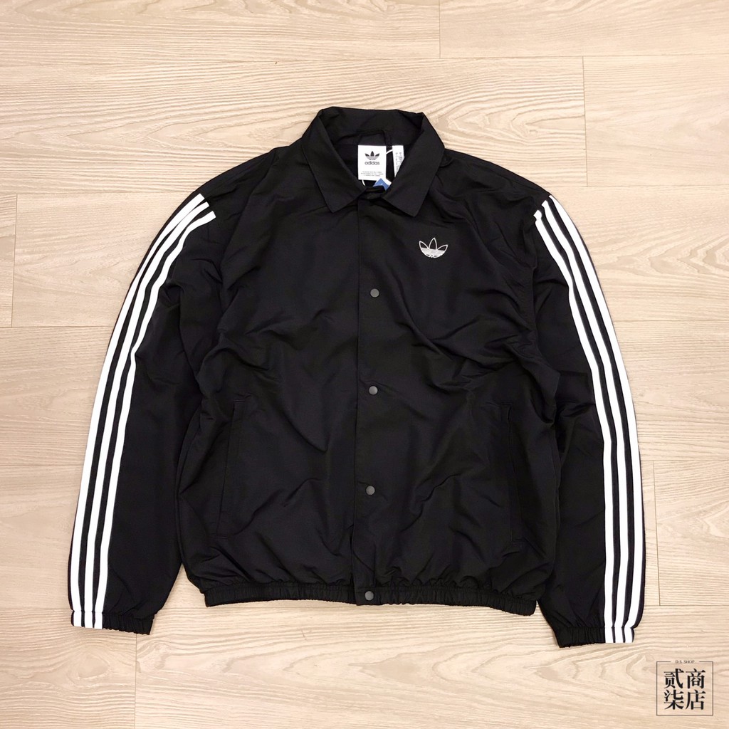 (貳柒商店) adidas Trefoil Jacket 男款 黑色 三葉草 棒球外套 教練外套 夾克 ED5516