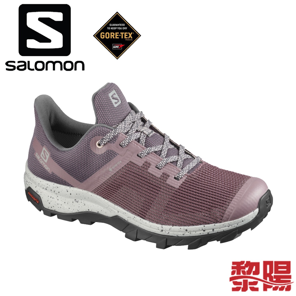 SALOMON 法國 OUTline PRISM GORE-TEX 防水低筒登山鞋 灰/黑/粉 33SL411281