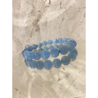 🚹海藍寶🚹9-10m💠透料海藍寶💠手珠手串手鍊 天然水晶 天然色 海水藍寶 勇氣 和平 堅定信心 加強自信 守護旅行