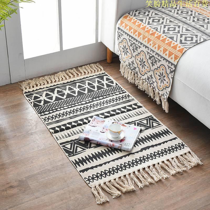 時尚地毯 北歐民族風棉麻地墊 復古掛毯 手工地毯 沙發臥室床邊腳墊子