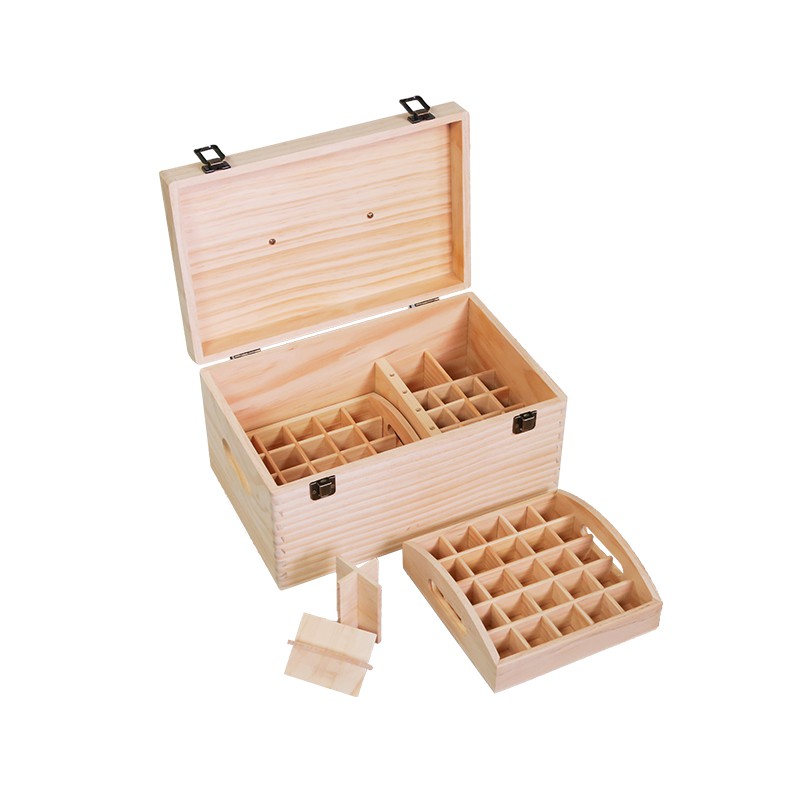超 免運 多特瑞doTERRA 精油木箱精油木盒雙層 收納盒 精油木箱 精油木盒56格松木