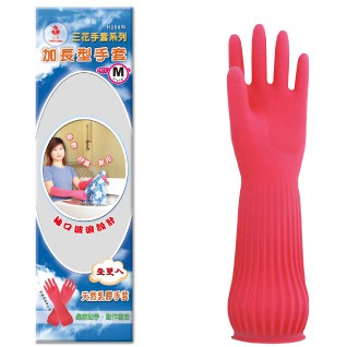 三花 加長型手套 (M) H269 台灣製 家用 清潔手套 洗碗 打掃 工廠 作業手套