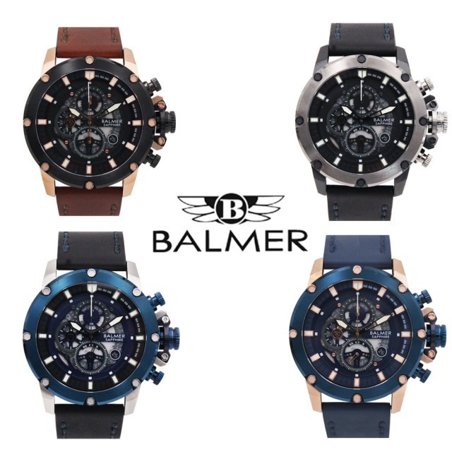 賓馬balmer台灣官方代理79外框鉚釘設計男皮錶 Watch On Line Store 蝦皮購物