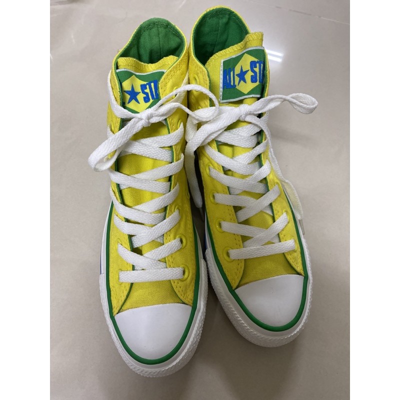 CONVERSE all star 絕版款巴西隊足球聯名高筒鞋23.5/37號| 蝦皮購物