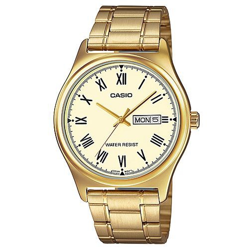 【CASIO】復古英倫時尚金羅馬指針腕錶(MTP-V006G-9B)正版宏崑公司貨
