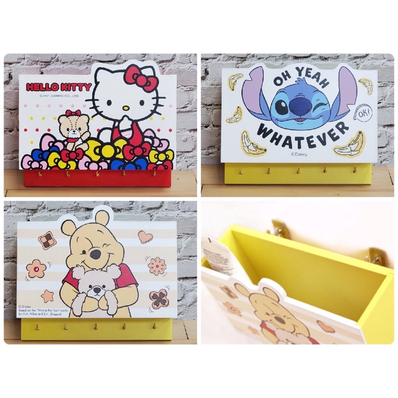 三麗鷗 Sanrio Hello Kitty 迪士尼 史迪奇 小熊維尼 掛勾收納盒 信件 信箱 掛鉤 收納 鑰匙