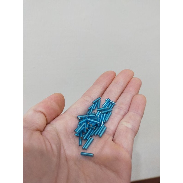 手作材料 10mm 藍色灌銀 管珠 玻璃管珠 台灣製