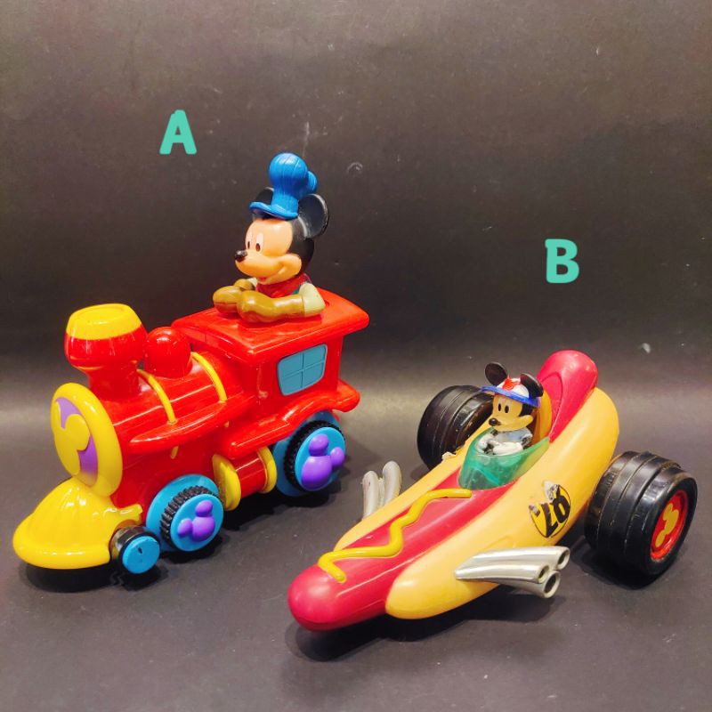 迪士尼 絕版 稀少 米奇 米老鼠 迴力車 火車 熱狗車 造型 車子 玩具 公仔