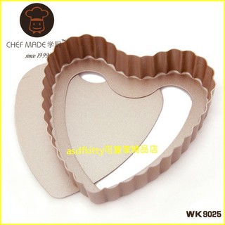 asdfkitty可愛家☆美國 chefmade學廚香檳金活底迷你心型不沾派盤/烤盤模型 WK9025 正版商品