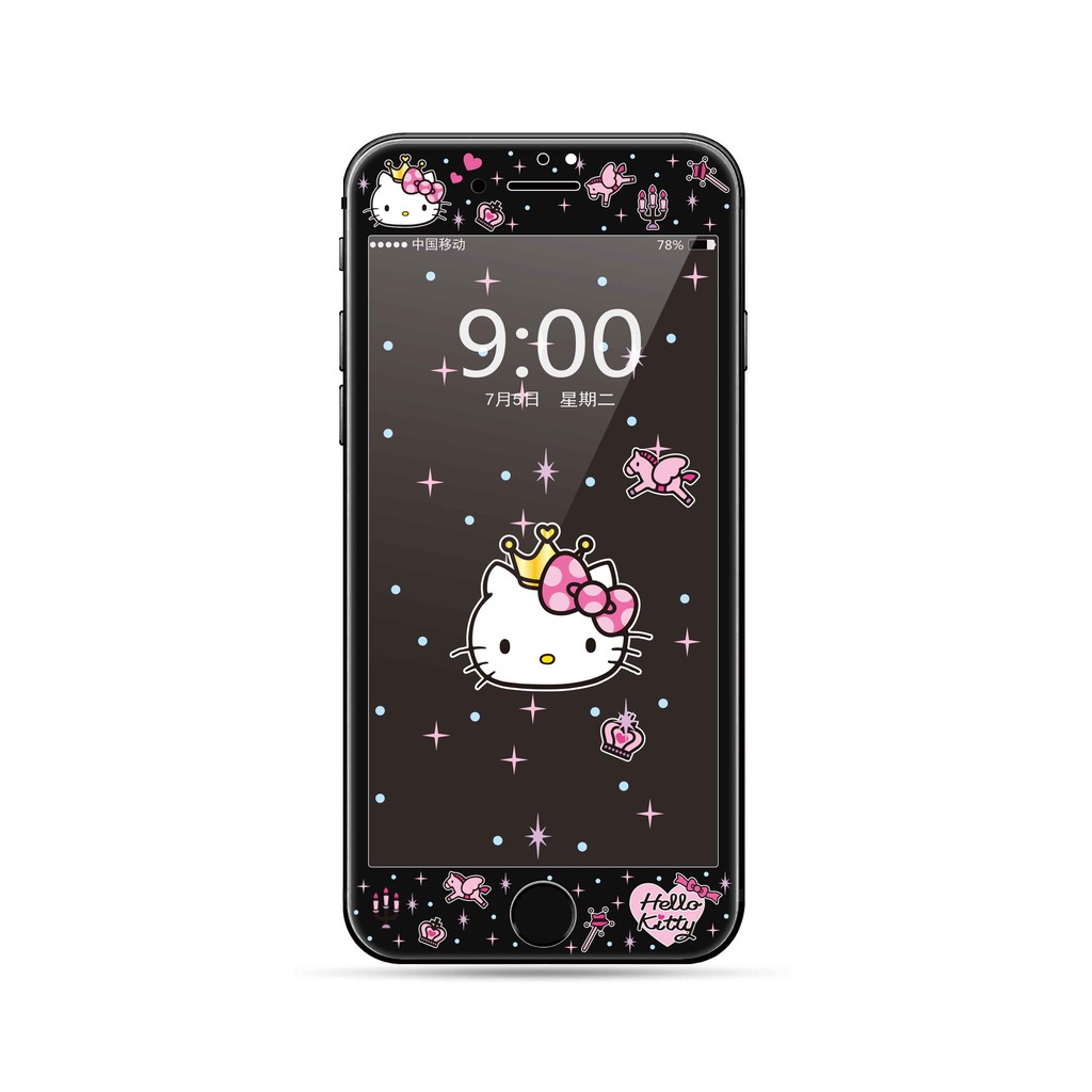126款 黑色hello Kitty 凱蒂貓iphone7 I8 I6 Plus 鋼化玻璃保護貼全覆蓋玻璃貼 蝦皮購物