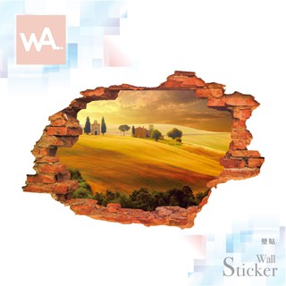 Wall Art 3D 超模擬視覺壁貼 歐洲 秋天 風景 臺中現貨 無痕設計 不傷牆 防水貼紙 店面創意 8024B