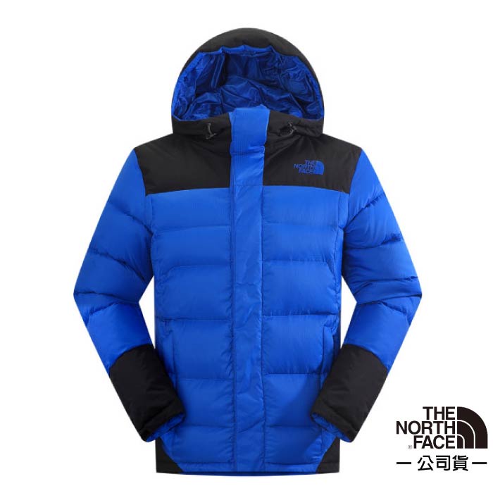 【美國 The North Face】男 款 800FPl 超輕抗水保暖鵝絨連帽羽絨外套_怪獸藍/黑_CUE5