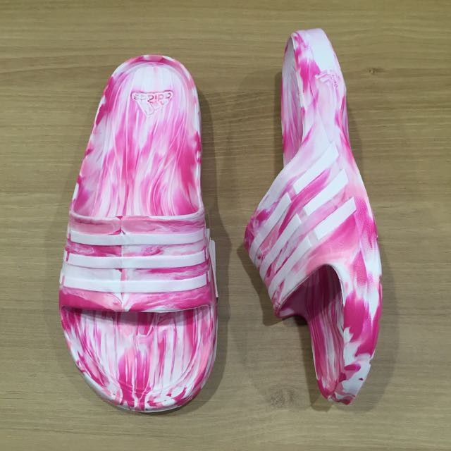 adidas Duramo Slide W 粉紅 白 混色 運動 拖鞋 經典 一體成形 草莓 牛奶