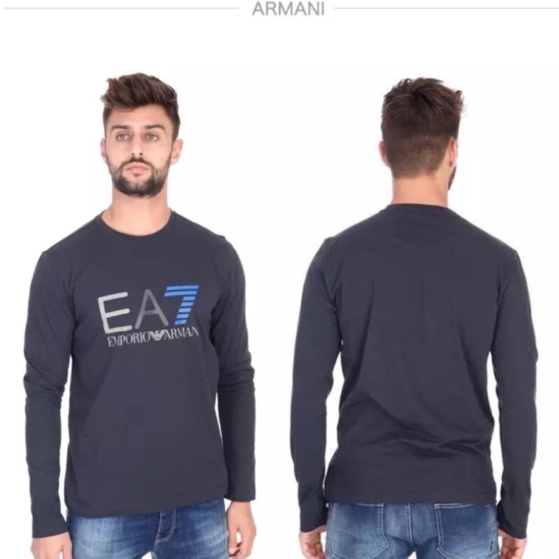 EA7 Armani 老鷹 經典LOGO 液態棉 長T  黑/白   紙袋裝