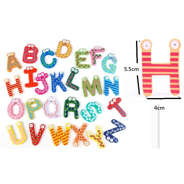 Q~{台灣出貨}英文字母磁鐵 共26個 木製 英文字母ABC冰箱磁性貼 磁鐵 冰箱貼