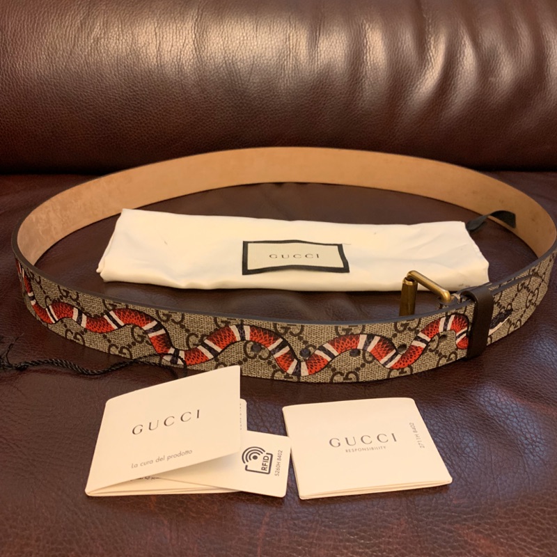 全新真品Gucci 珊瑚蛇經典款皮帶